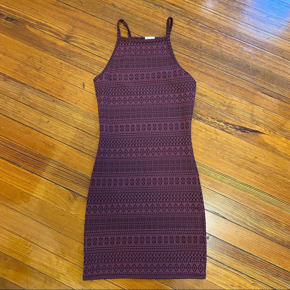 High neck tribal print bodycon dress